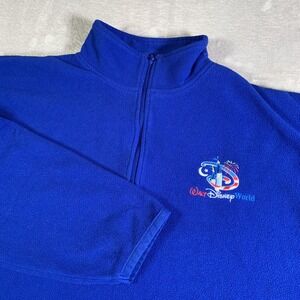 Disney Walt Disney World Pullover Mens Large Blue Fleece Quarter Zip Embroidered